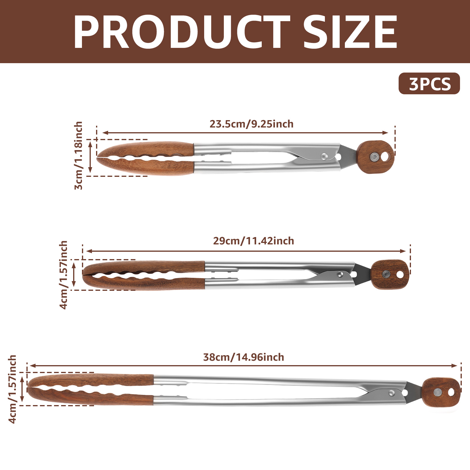 2/3 Pcs Food Tongs Walnut Wood - مراجعة Kitchen Gadgets Pakistan وسعره