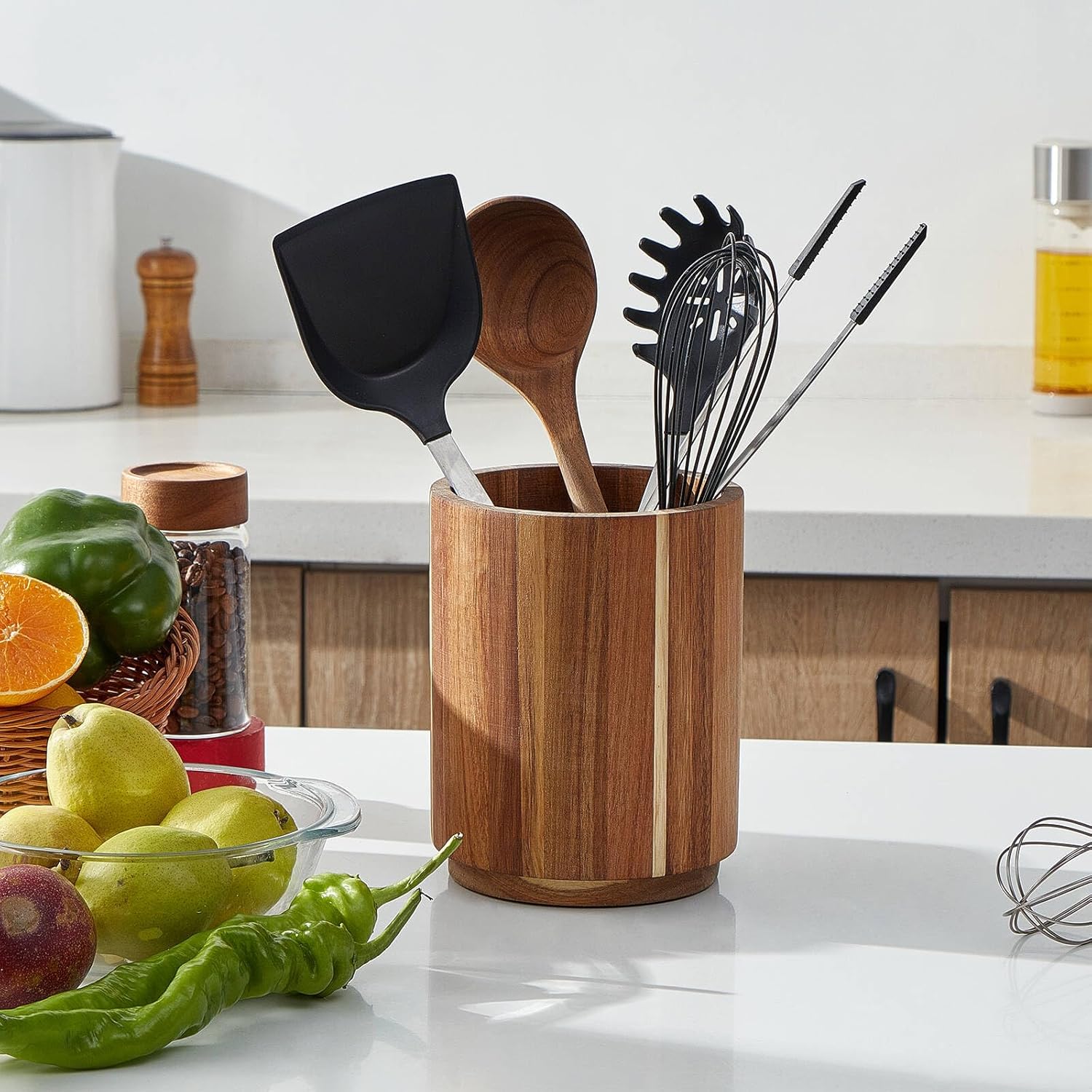Acacia Wood Utensil Holder, 36 - مراجعة Kitchen Utensil Holder وسعره