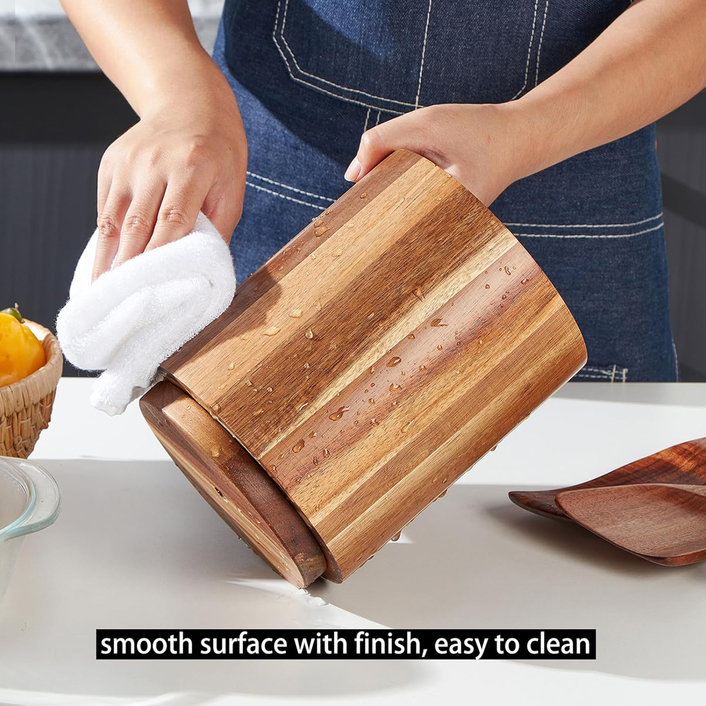 Acacia Wood Utensil Holder for - مراجعة Kitchen Utensil Holder وسعره
