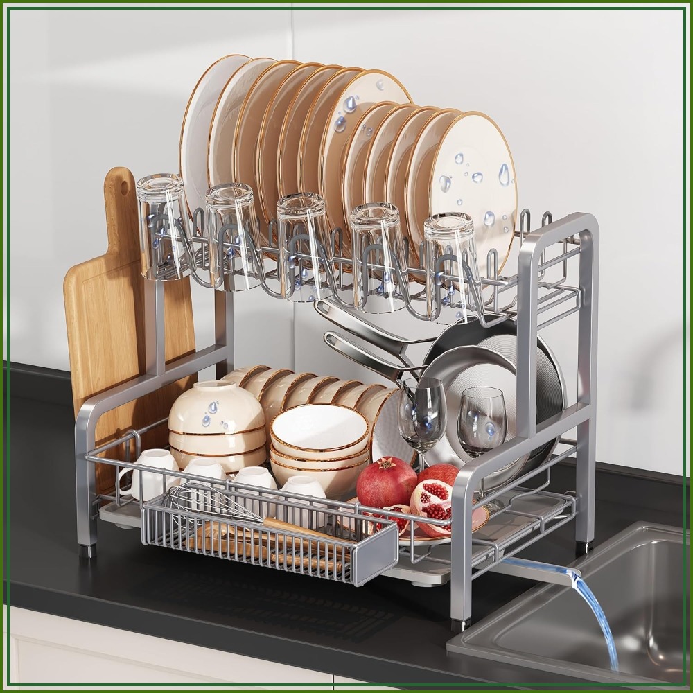 2 Tier Dish Drying Rack for Ki - مراجعة Kitchen Utensil Holder وسعره